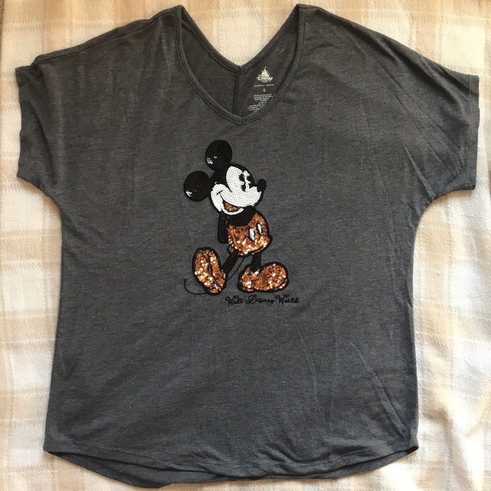 Disney Parks Mickey Mouse Bronze Sequined TShirt